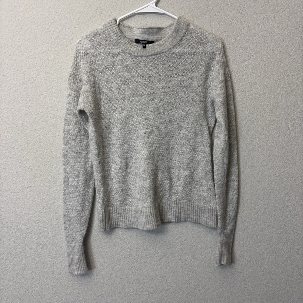 Quince Baby Alpaca Wool Diamond Stitch Crewneck Sweater Gray Size Small Women's